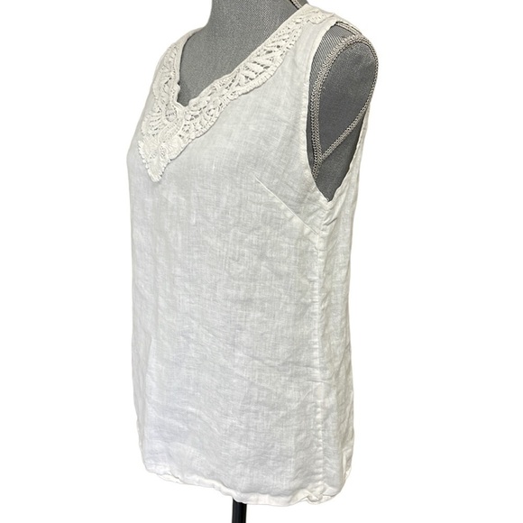 VIOLA Borgnine linen and lace sleeveless top, size S - Picture 2 of 4